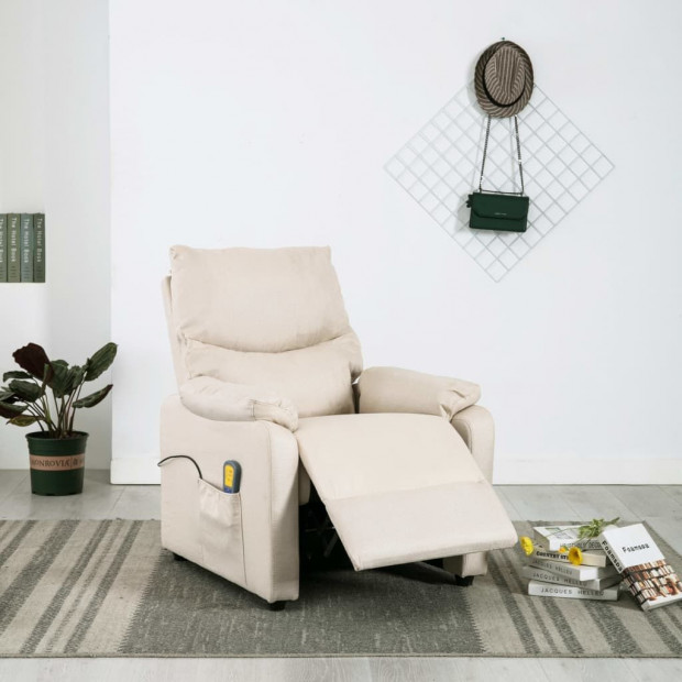 Massage Chair Recliner Sofa Cream Fabric Image 3
