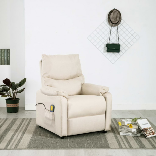 Massage Chair Recliner Sofa Cream Fabric Image 2