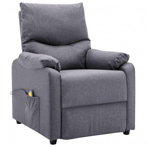 Massage Recliner Light Grey Fabric