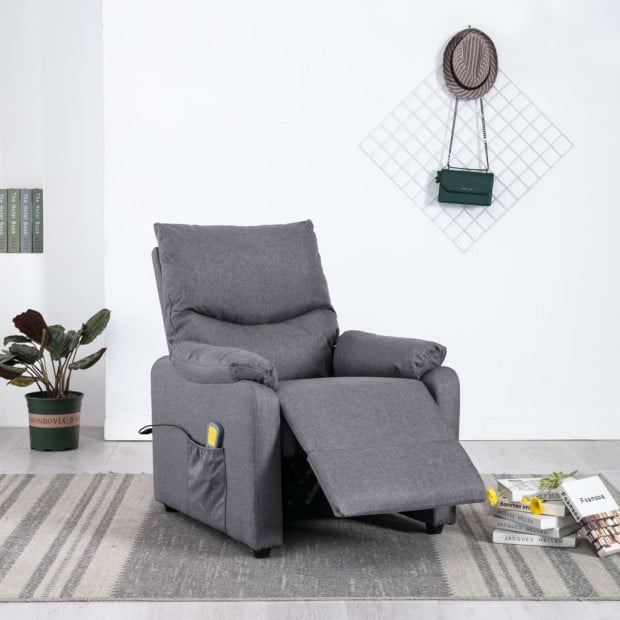 Massage Recliner Light Grey Fabric Image 2