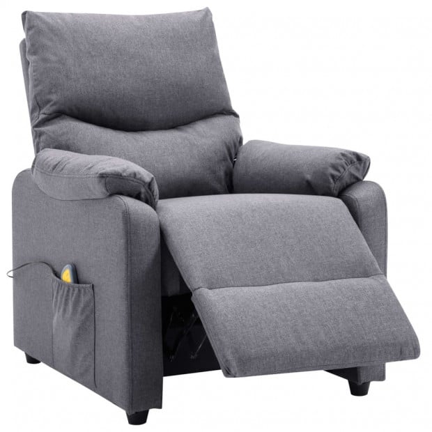Massage Recliner Light Grey Fabric Image 4