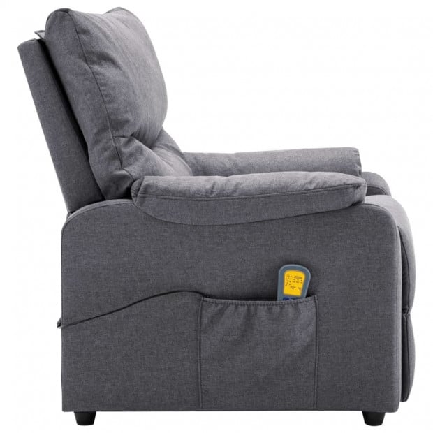 Massage Recliner Light Grey Fabric Image 6
