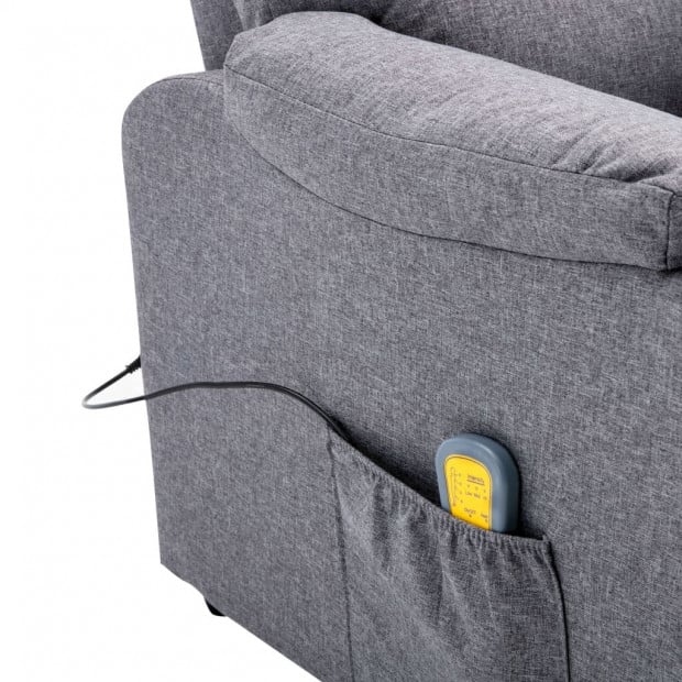 Massage Recliner Light Grey Fabric Image 9