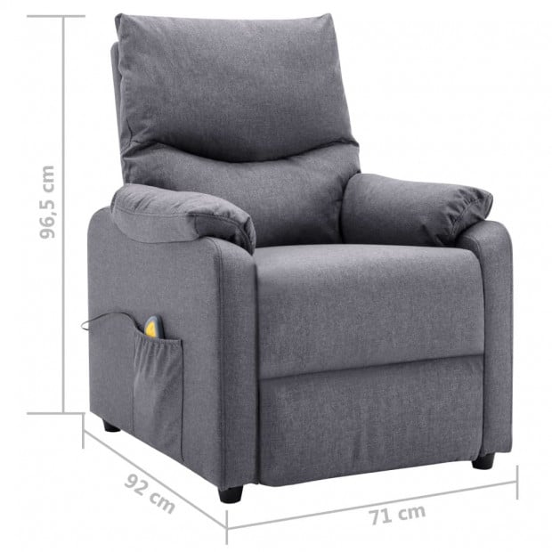 Massage Recliner Light Grey Fabric Image 10