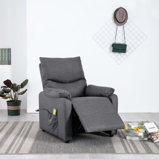 Massage Recliner Dark Grey Fabric Image 3