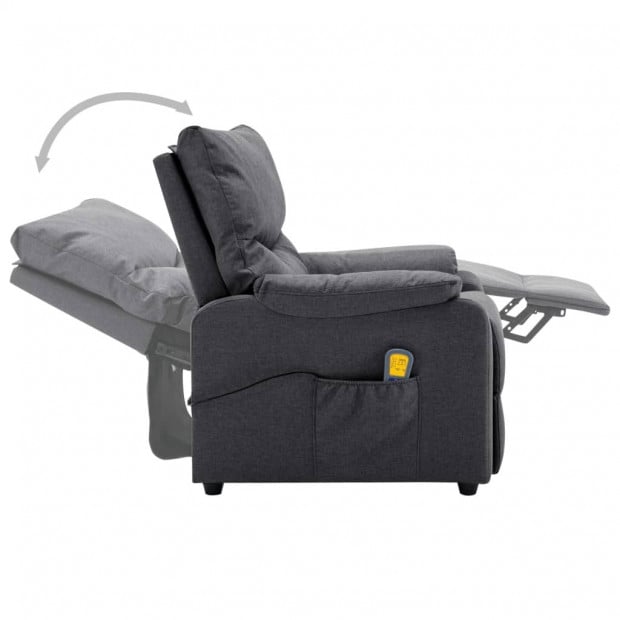 Massage Recliner Dark Grey Fabric Image 6