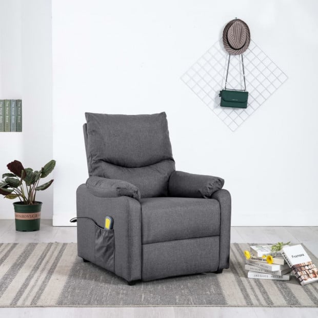 Massage Recliner Dark Grey Fabric Image 2