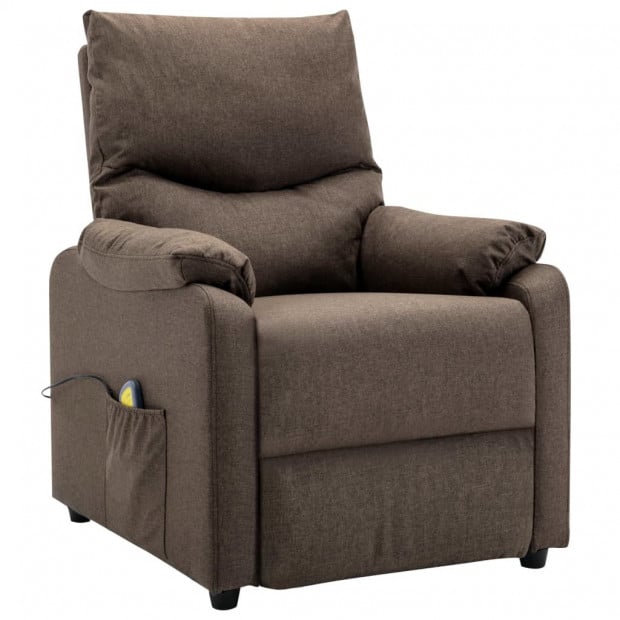 Massage Recliner Brown Fabric