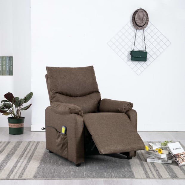 Massage Recliner Brown Fabric Image 2