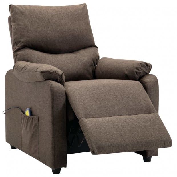 Massage Recliner Brown Fabric Image 3