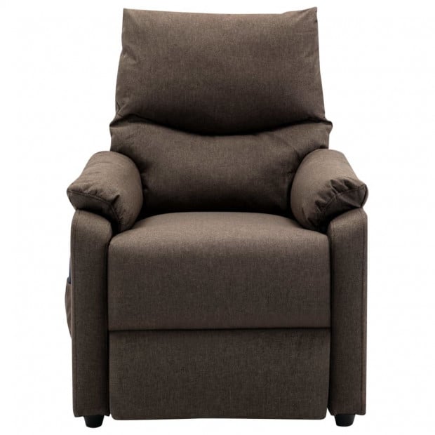Massage Recliner Brown Fabric Image 4