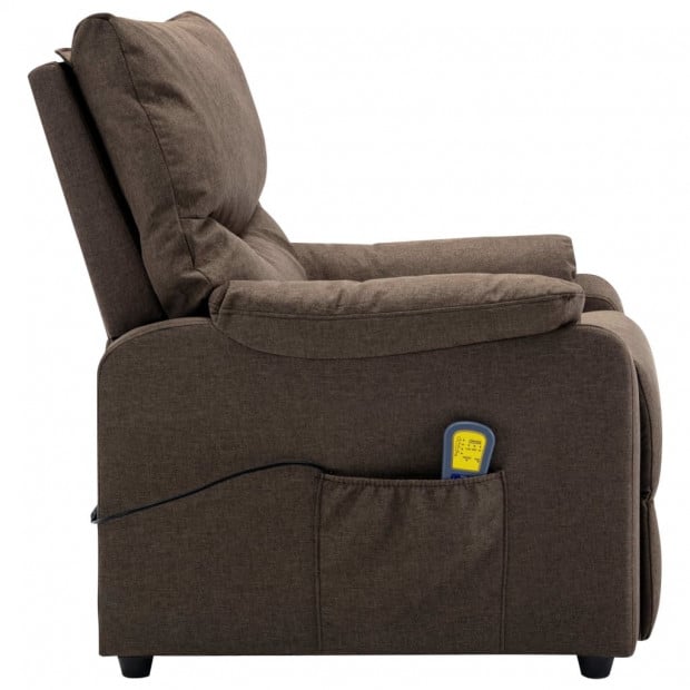 Massage Recliner Brown Fabric Image 5