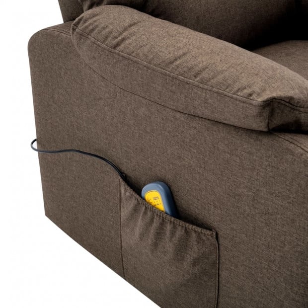 Massage Recliner Brown Fabric Image 7
