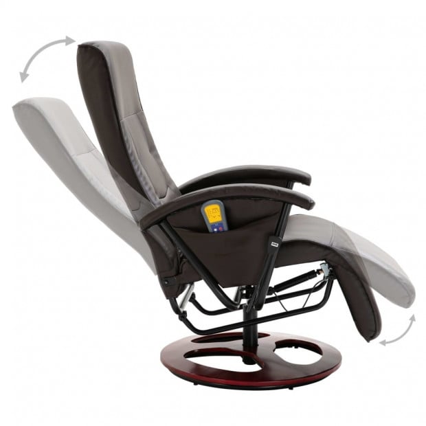 Massage Chair Brown Faux Leather Image 6