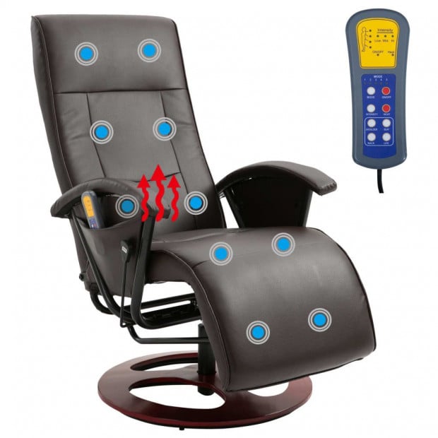 Massage Chair Brown Faux Leather Image 9