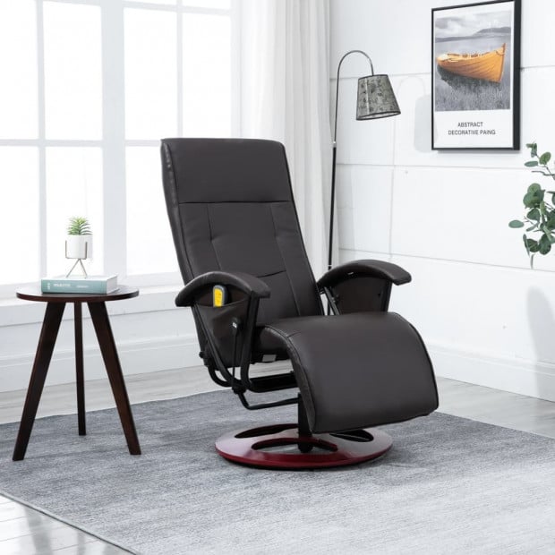 Massage Chair Brown Faux Leather Image 2