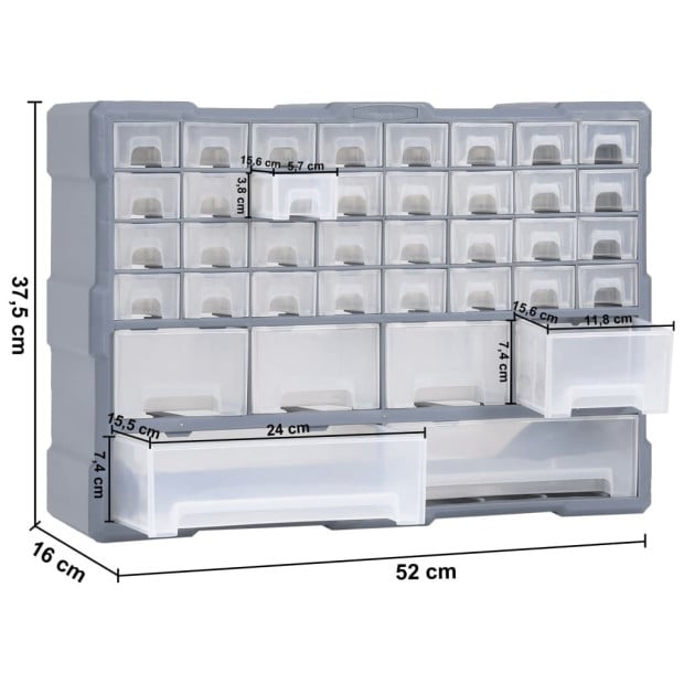 Multi-drawer Organiser With 40 Drawers 52 x 16 x 37.5cm - Blue Image 9