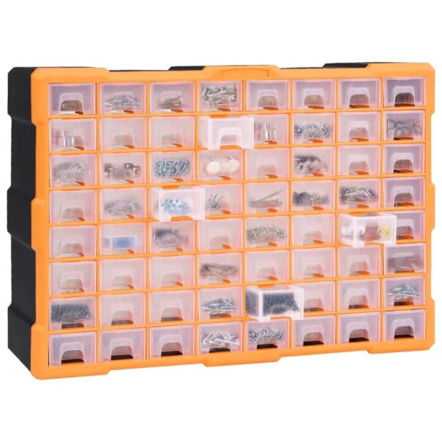 Multi-drawer Organiser With 64 Drawers 52 x 16 x 37.5cm Orange Image 6