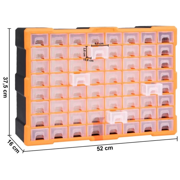 Multi-drawer Organiser With 64 Drawers 52 x 16 x 37.5cm Orange Image 9
