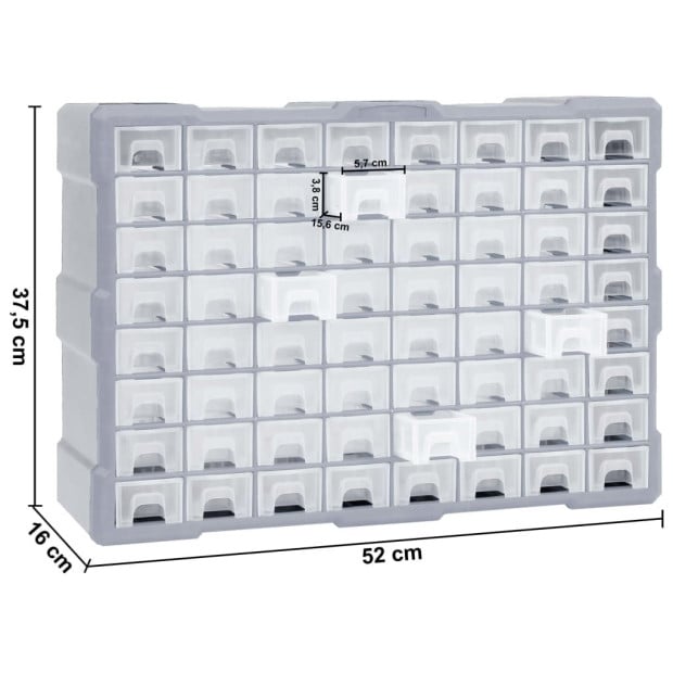 Multi-drawer Organiser With 64 Drawers 52 x 16 x 37.5cm - Blue Image 9