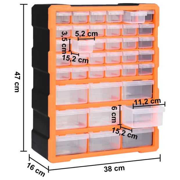 Multi-drawer Organiser With 39 Drawers 38 x 16 x 47cm Orange Image 9