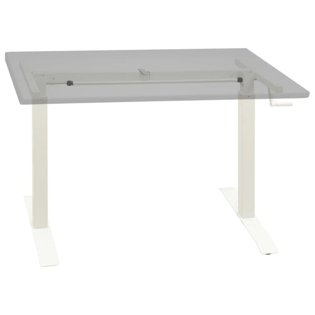 Manual Height Adjustable Standing Desk Frame Hand Crank White Image 2