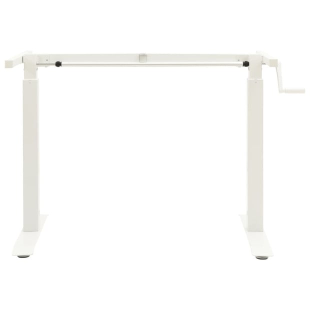 Manual Height Adjustable Standing Desk Frame Hand Crank White Image 3