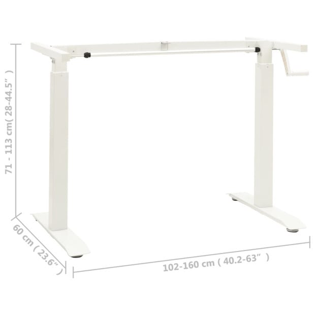 Manual Height Adjustable Standing Desk Frame Hand Crank White Image 8