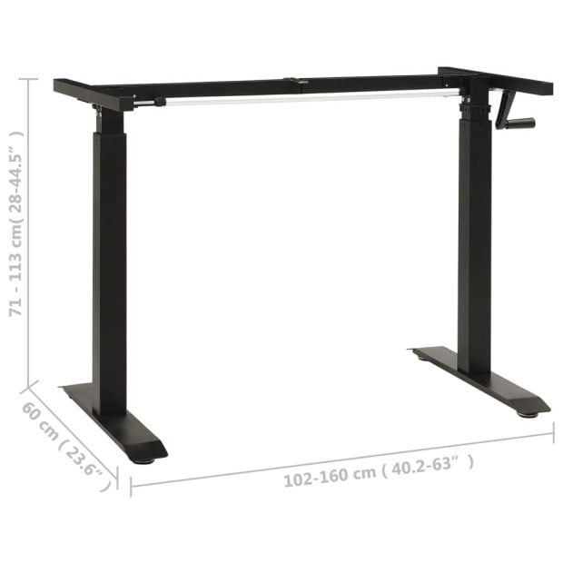 Manual Height Adjustable Standing Desk Frame Hand Crank Black Image 8