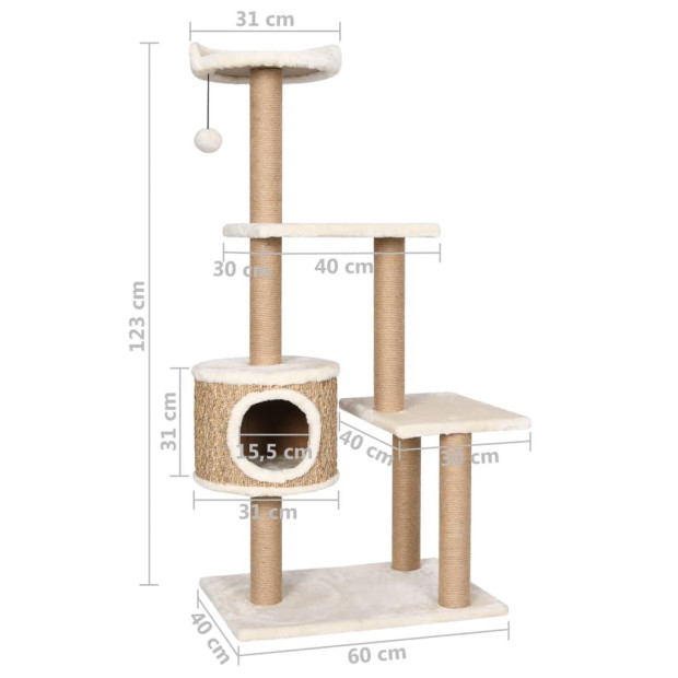 Cat Tree With Scratching Post 123cm Seagrass Image 8