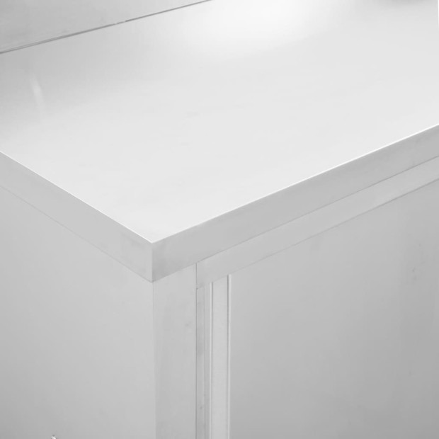 Work Tables With Sliding Doors 2pcs 200x50x(95-97)cm Stainless Steel Image 2