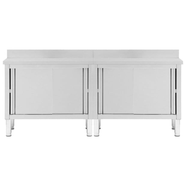 Work Tables With Sliding Doors 2pcs 200x50x(95-97)cm Stainless Steel Image 5