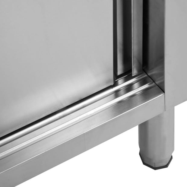 Work Tables With Sliding Doors 2pcs 200x50x(95-97)cm Stainless Steel Image 7