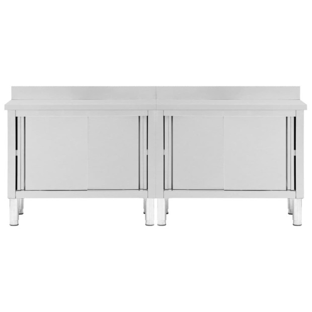 Work Tables With Sliding Doors 2pcs 240x50x(95-97)cm Stainless Steel Image 4