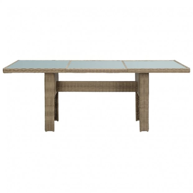 Garden Dining Table Brown 200x100x74 Cm Glass And Poly Rattan Image 2