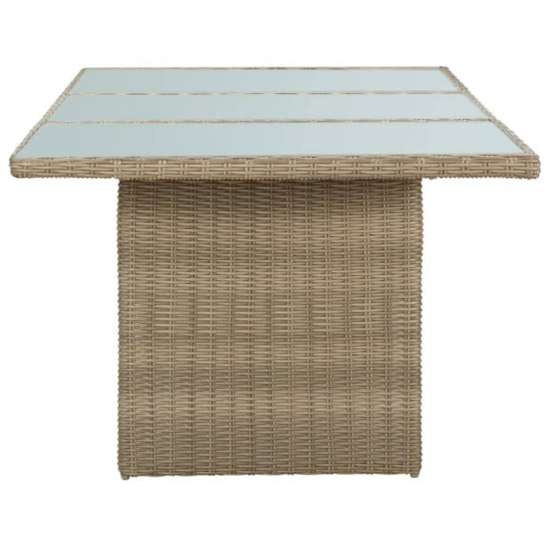 Garden Dining Table Brown 200x100x74 Cm Glass And Poly Rattan Image 3