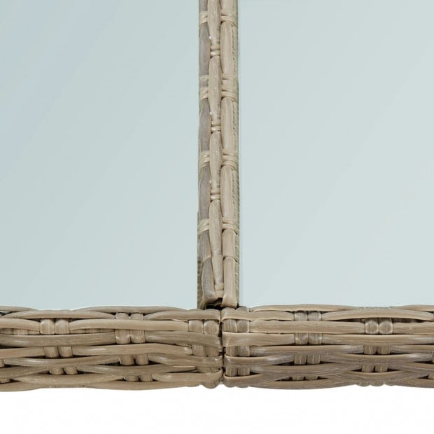 Garden Dining Table Brown 200x100x74 Cm Glass And Poly Rattan Image 5