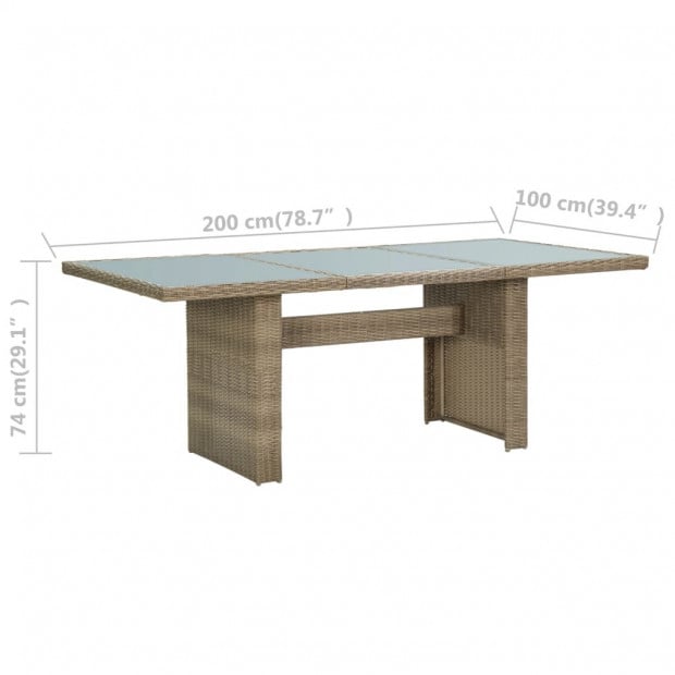 Garden Dining Table Brown 200x100x74 Cm Glass And Poly Rattan Image 6