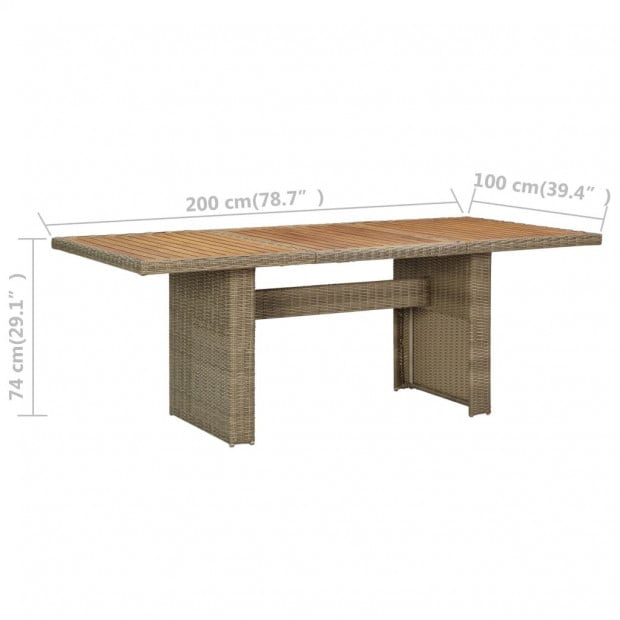 Garden Dining Table Brown 200x100x74 Cm Poly Rattan Image 6