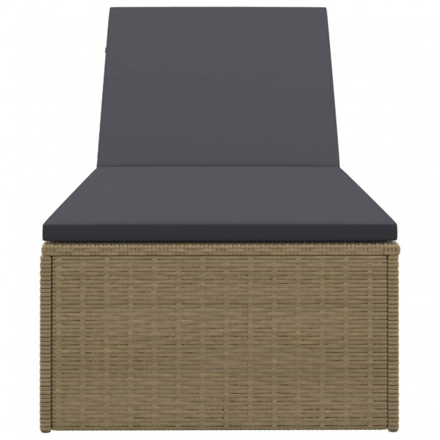 Sunlounger Poly Rattan Brown And Dark Grey Image 3