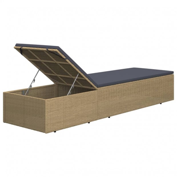 Sunlounger Poly Rattan Brown And Dark Grey Image 7