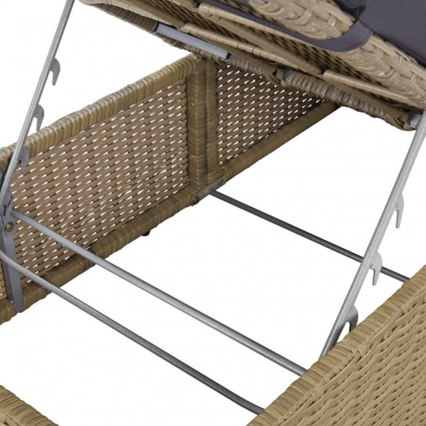 Sunlounger Poly Rattan Brown And Dark Grey Image 8