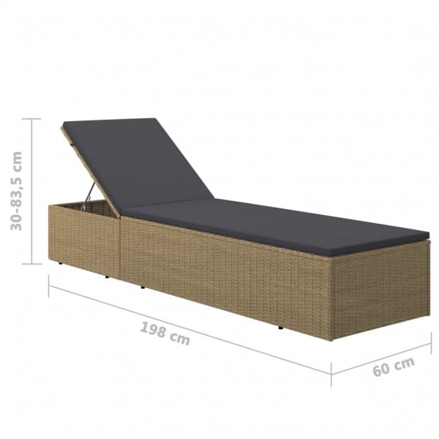 Sunlounger Poly Rattan Brown And Dark Grey Image 9