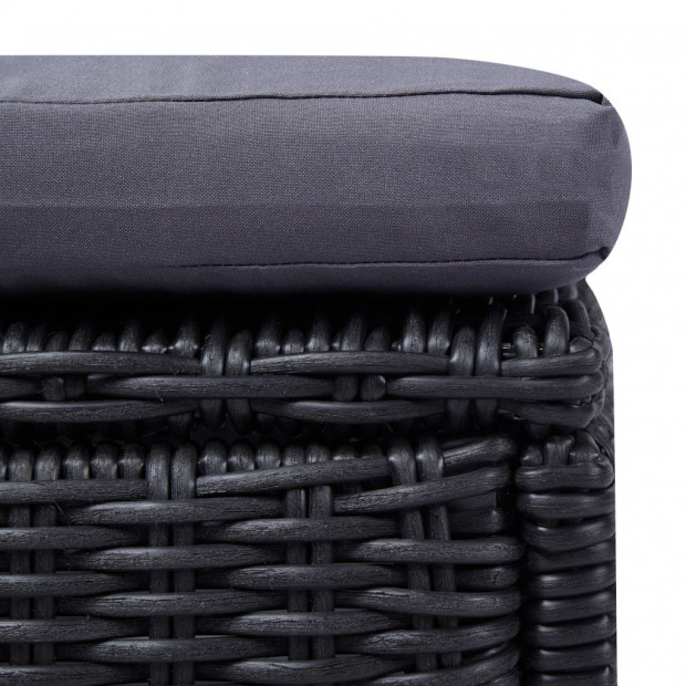 Sunlounger Poly Rattan Black And Dark Grey Image 5