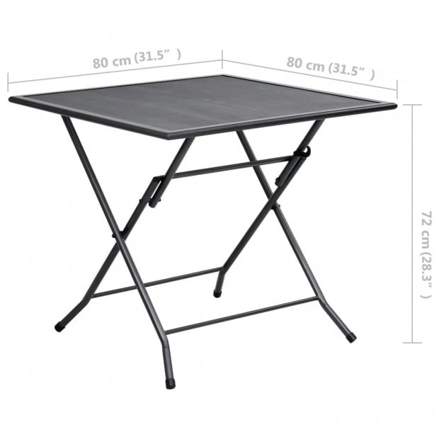 Folding Mesh Table 80x80x72 Cm Steel Anthracite Image 8