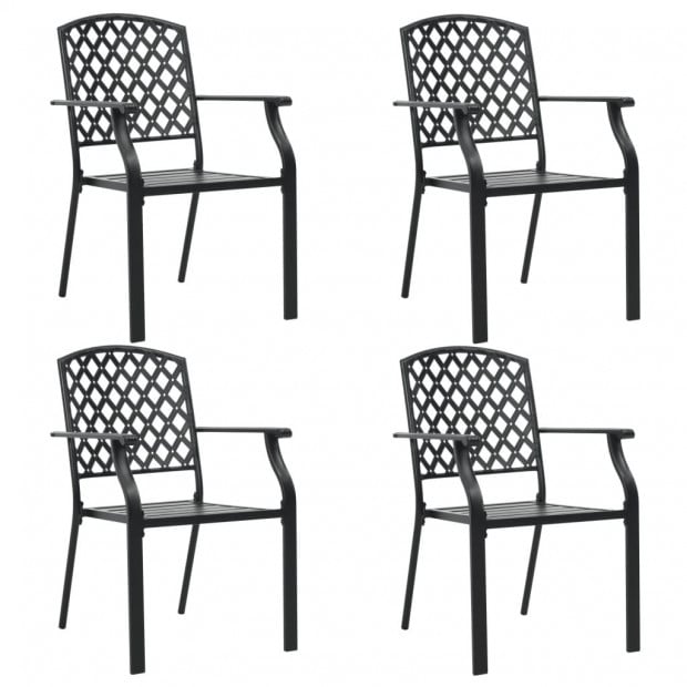 Outdoor Chairs 4 Pcs Mesh Design Steel Black