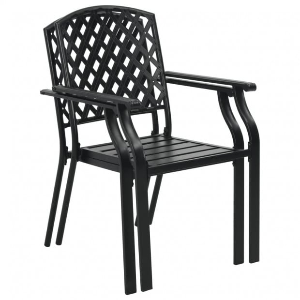 Outdoor Chairs 4 Pcs Mesh Design Steel Black Image 2