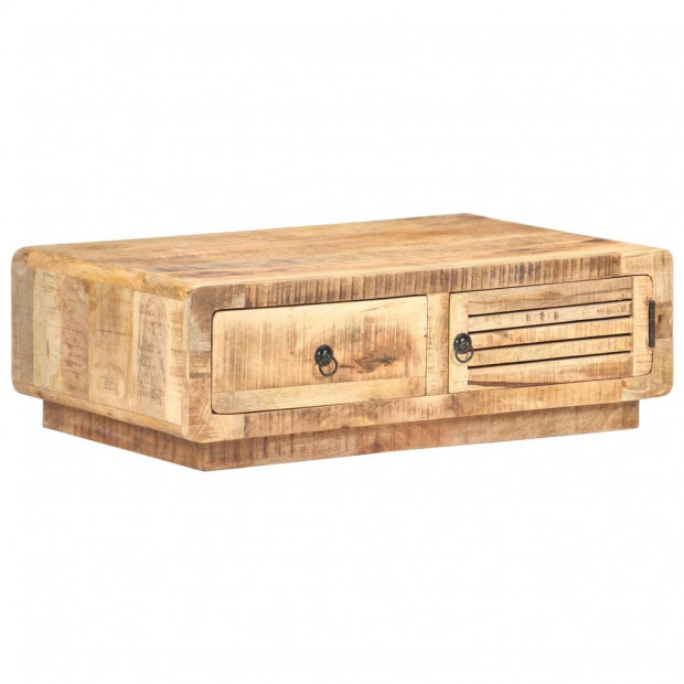 Coffee Table 90x60x29 Cm Rough Mango Wood Image 10