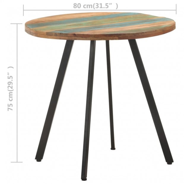 Dining Table 80 Cm Solid Reclaimed Wood Image 4