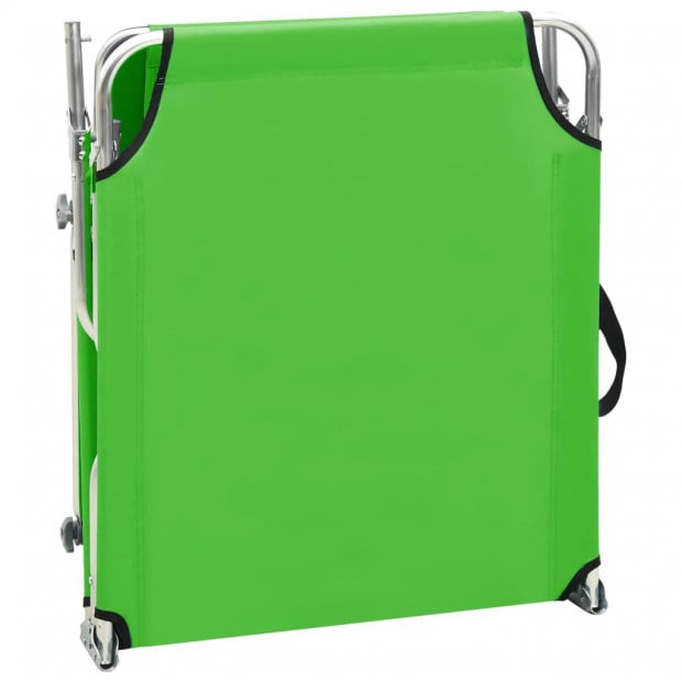 Folding Sun Lounger With Canopy Steel Apple Green Image 6